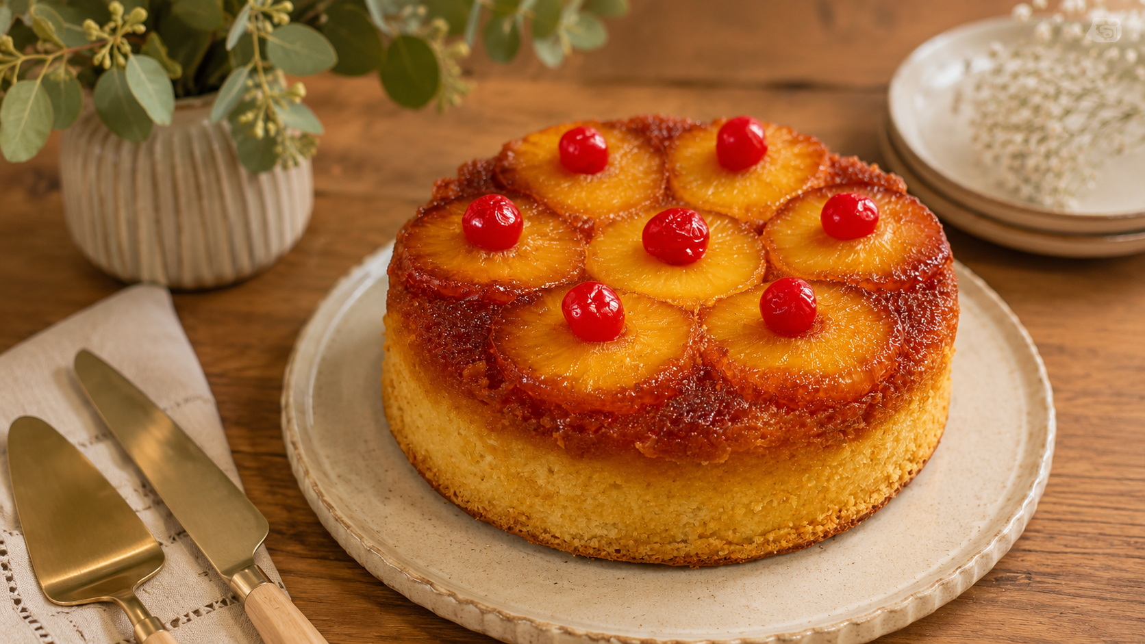 Torta volteada de piña